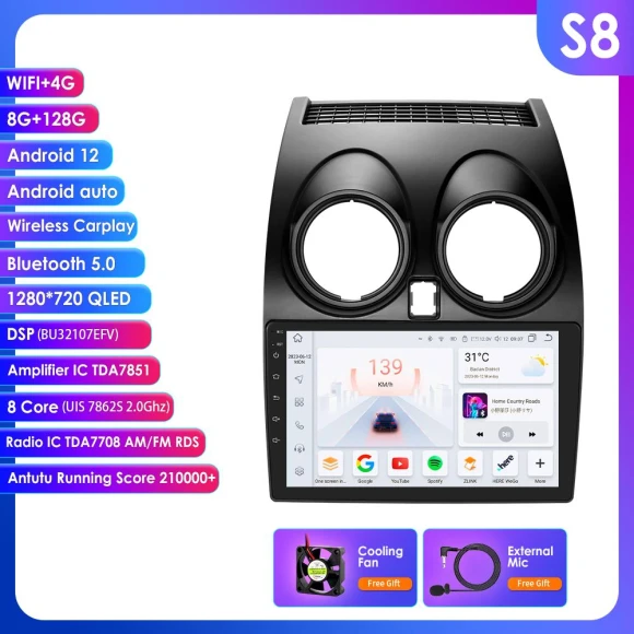 4G LTE Eight-Core 2 DIN 9-Inch Smart Car Multimedia Player with GPS Navigation, DSP Support, CarPlay, and Android Auto — Car Infotainment System, Hizpo