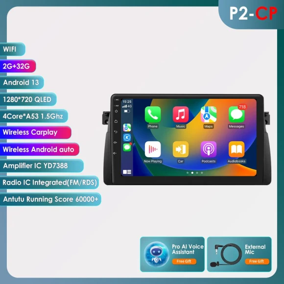 Android 13 2Din Car Stereo for BMW E46 3 Series — Car Infotainment System, Hizpo