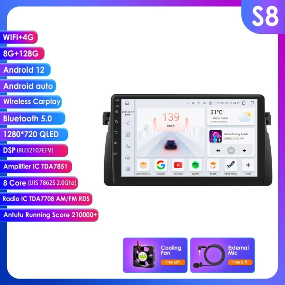 Android 13 2Din Car Stereo for BMW E46 3 Series — Car Infotainment System, Hizpo