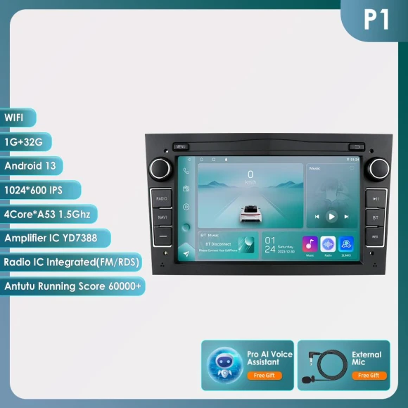 Android 14 Car Stereo with DSP, Wireless CarPlay and Android Auto — Car Infotainment System, Hizpo