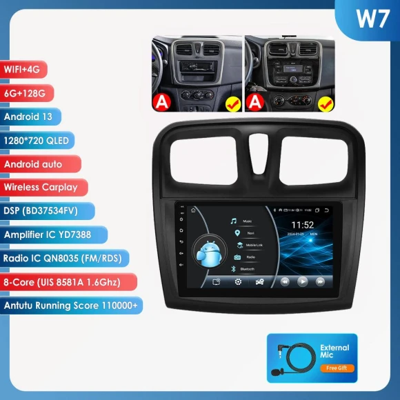 CarPlay 4G Android 13 Multimedia Video Player GPS 2DIN Head Unit — Car Infotainment System, OSSURET