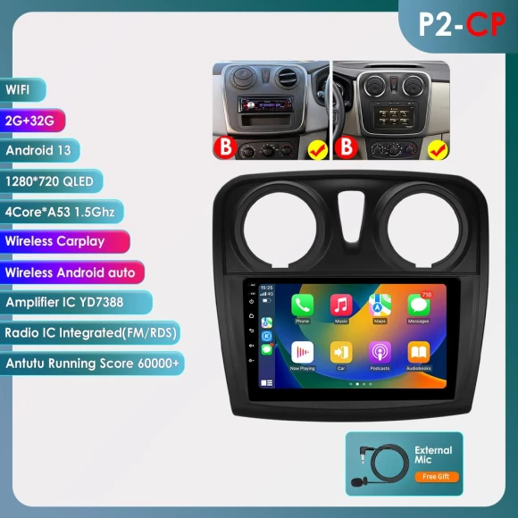 CarPlay 4G Android 13 Multimedia Video Player GPS 2DIN Head Unit — Car Infotainment System, OSSURET