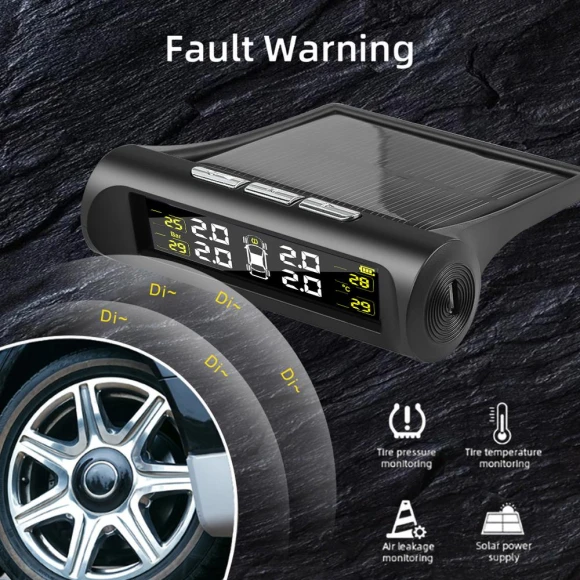 Car Tire Pressure Temperature Wireless Sensing Monitor with Solar and USB Dual Charging — TPMS, The Cozy Nook