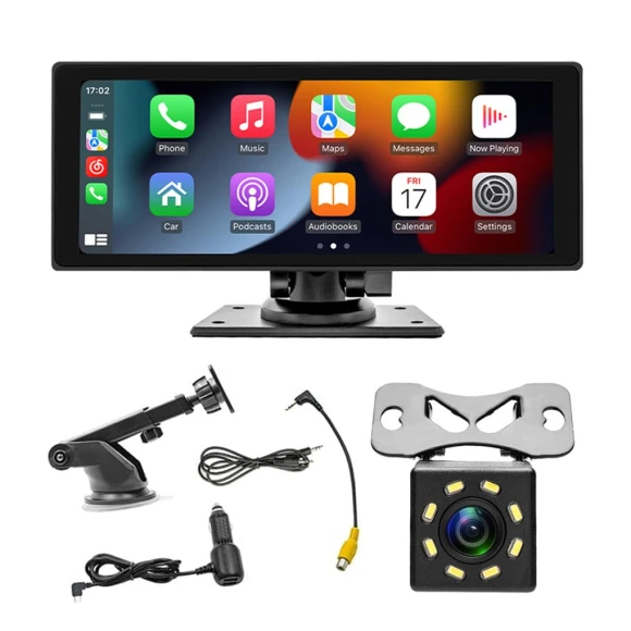 10.26-inch 4K Dash Cam with Rear View Camera, CarPlay, Android Auto, GPS Navigation, Voice Control, BT FM Monitor, 64GB — Dash Cam, TOP-HOME MALL