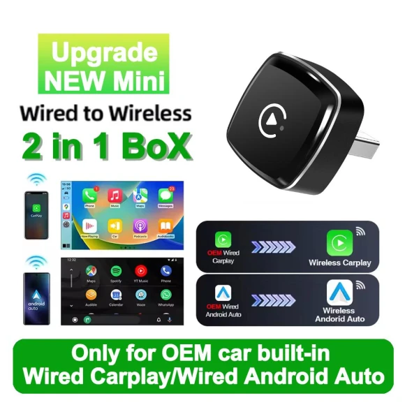 2-in-1 Wired and Wireless Adapter for Factory Car Stereo with USB Plug and Play — Car Infotainment System, The Cozy Nook