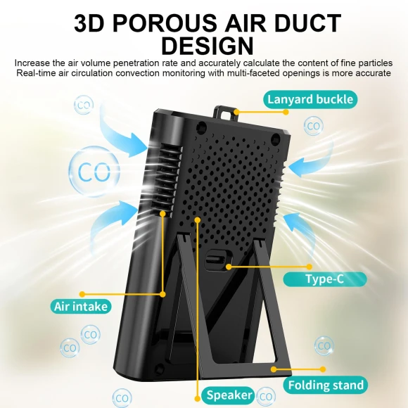 3-in-1 Carbon Monoxide Detector with LCD Display Temperature Humidity Monitor — Air Quality Monitor, Bloom Habitat