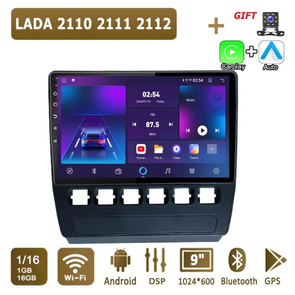 Android CarPlay Car Radio for LADA 2110 2111 2112 Multimedia Player Head Unit Stereo GPS Navigation BT WIFI — Car Infotainment System, icreative