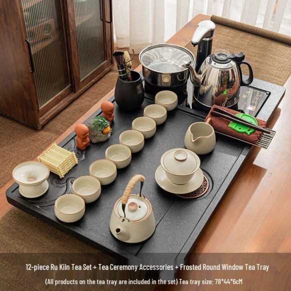 Automatic Kettle Tea Set with Ceramic Tea Tray — Electric Kettle, Qiányù Ru
