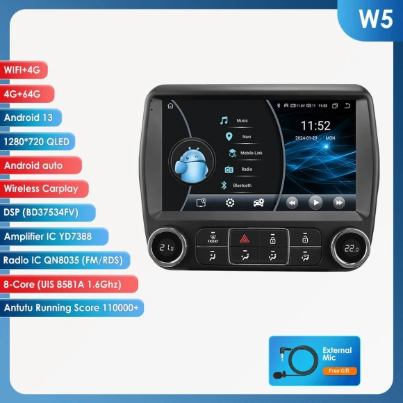 Car Stereo with 4G, CarPlay, Android Auto, Navigation, and Intelligent Screen — Car Infotainment System, Hizpo
