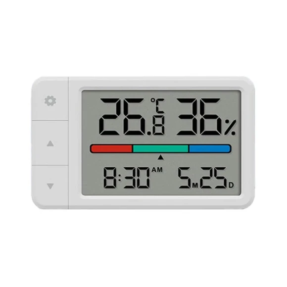 Digital Hygrometer Clock with Large Screen, Date Display, Adjustable Units, High Precision Thermometer — Air Quality Monitor, Vinde Home