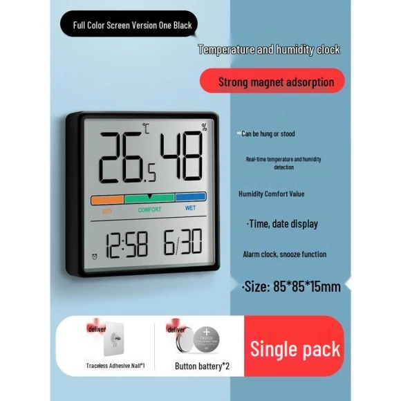 Digital Thermometer Hygrometer with Clock and Color Display — Smart Thermometer, HANDUNYOU