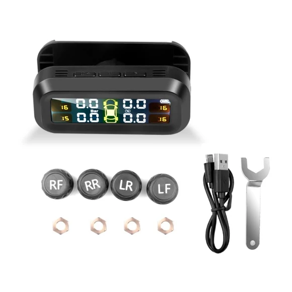 Universal Tire Pressure Monitoring System with Solar Watch and LCD Display — TPMS, Auto Gallery