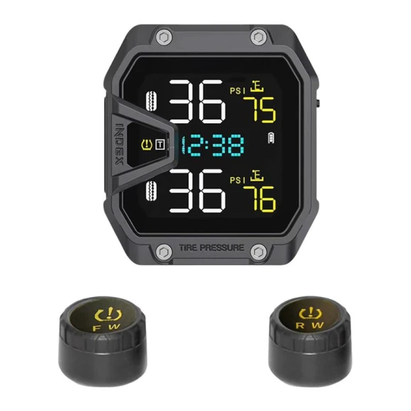Wireless Tire Pressure Monitor with 2 External Sensors — TPMS, RR-Motorcycle