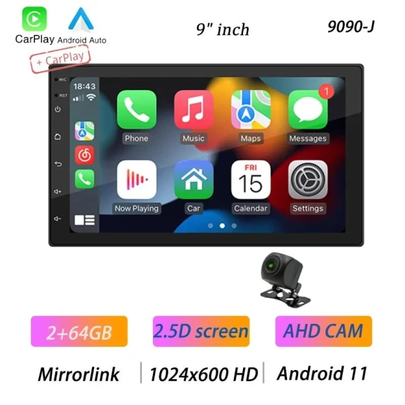 Car Radio with Android Auto, CarPlay, Android 11, GPS, Wi-Fi, Bluetooth, and IPS Display — Car Infotainment System, Simplistic Living Home