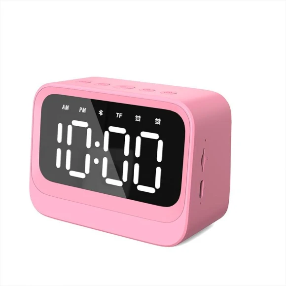Mini Clock Bluetooth Speaker with Dual Alarm Clock and LED Screen — Desk Lamp, Rainbow Rain