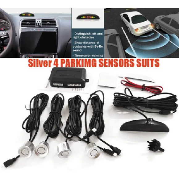 Parking Sensors with LED Backup Reverse Rear Radar System Alert Alarm Kit — Backup Camera, Siv jg