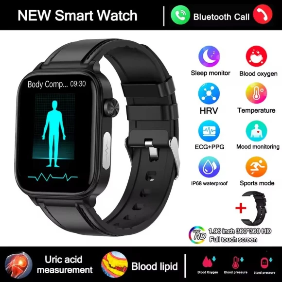 Smart Watch with ECG, PPG Blood Pressure, SPO2, Bluetooth Calling, Health Monitoring, Waterproof Bracelet for iOS,... — Smart Watch, Lucky Start