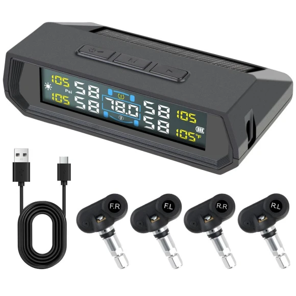 Universal Car Tire Pressure Monitoring System with Temperature Display — TPMS, LEEPEE