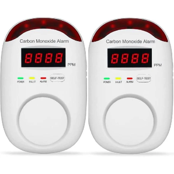 Carbon Monoxide Alarm with Digital Display and Voice Alert — Air Quality Monitor, 3FXB