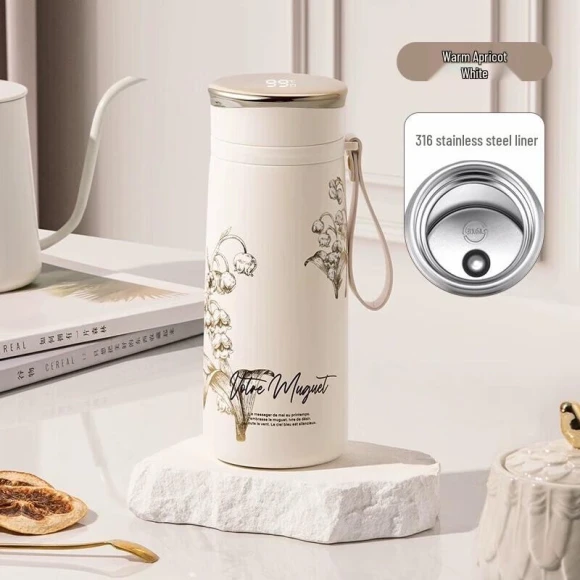 Lily of the Valley Smart Temperature Display Thermos — Smart Water Bottle, Vanow