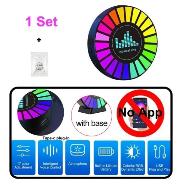 Smart RGB Pickup Lights LED 3D Ambient Lamp with APP Sound Control, Music Rhythm Lights, and Air Freshener for Car — LED Strip Lights, bbtt