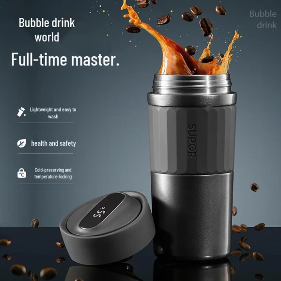 Smart Temperature Display Vacuum Insulated Mug — Smart Water Bottle, Supor