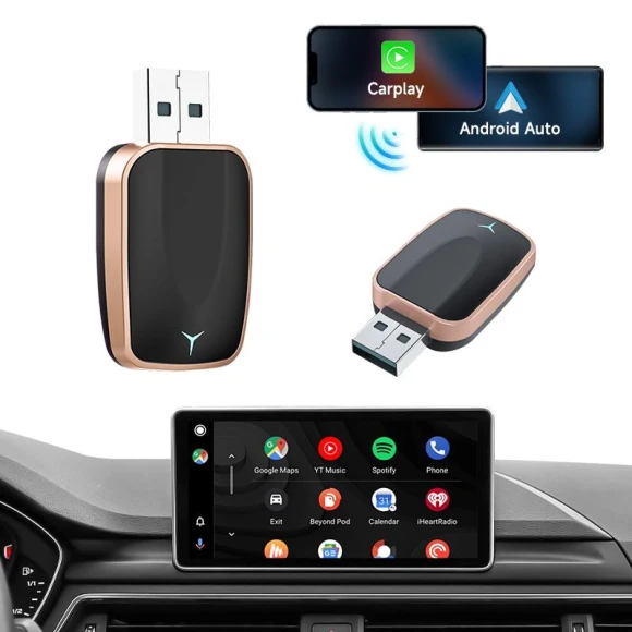 Wireless CarPlay AI Box with Android Auto — Car Infotainment System, Stone Home