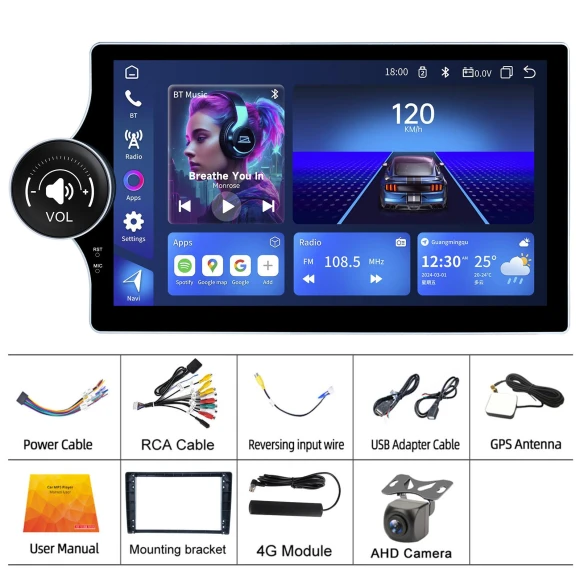 10.1-inch Android Double 2 DIN Car Radio Stereo Multimedia Player — Car Infotainment System, ToyousoniC