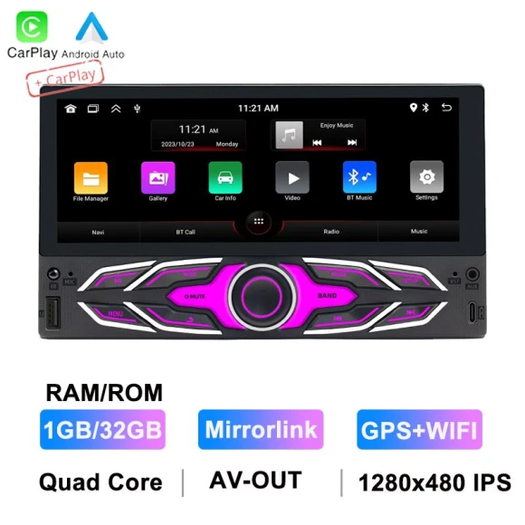 Car Stereo with Android 13, Wireless Carplay, and GPS Navigation — Car Infotainment System, Auto Launcher