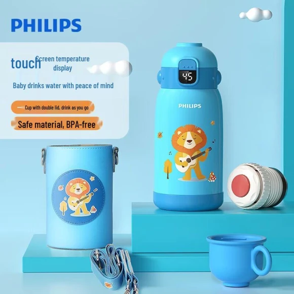 Kids Insulated Straw Bottle with LED Display — Smart Water Bottle, Philips
