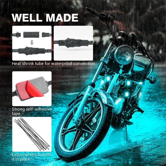 Motorcycle LED Strip Lights Kit with Brake Light Function — Smart Bike Light, thankBUY