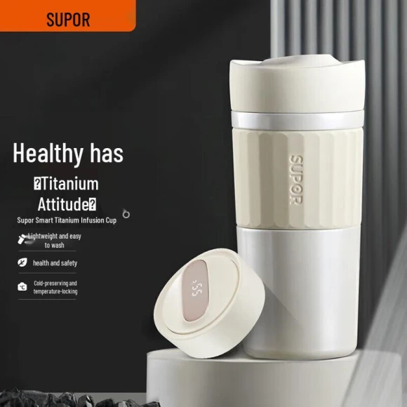 Smart Titanium Insulated Water Bottle with Temperature Display — Smart Water Bottle, Supor