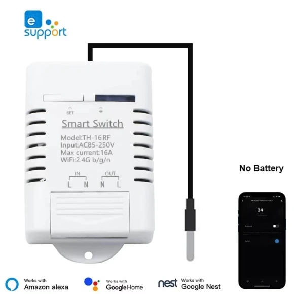 Wireless Remote Switch WiFi Smart Temperature Controller Sensor Module with Energy Consumption Monitoring — Smart Switch, eWeLink