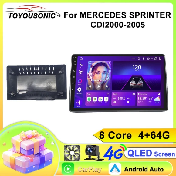 2 Din Android 13 Car Multimedia Video Player with GPS Navigation, Stereo, Carplay, and DSP — Car Infotainment System, ToyousoniC