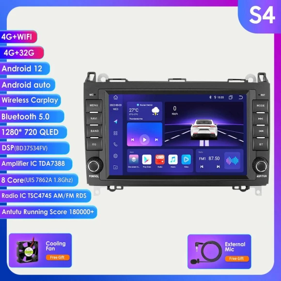 8-inch Android 12 Car Multimedia Player with CarPlay and 4G-LTE — Car Infotainment System, Hizpo