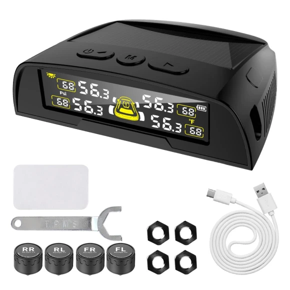 Digital Display Tire Pressure Monitoring System with USB and Solar Power — TPMS, HOME LOVER