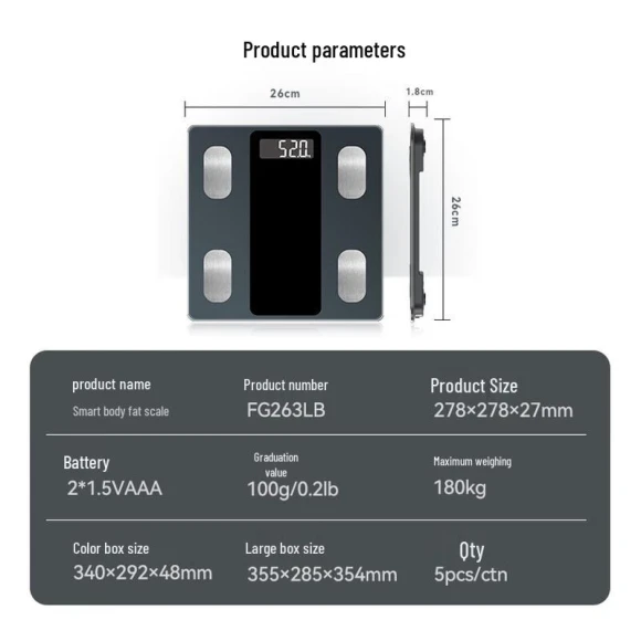 Smart Bluetooth Body Fat Scale — Smart Scale, WolAi