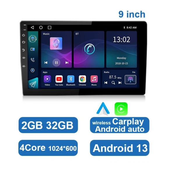 Universal Car Stereo Multimedia Player with Android Auto and CarPlay — Car Infotainment System, ESSGOO