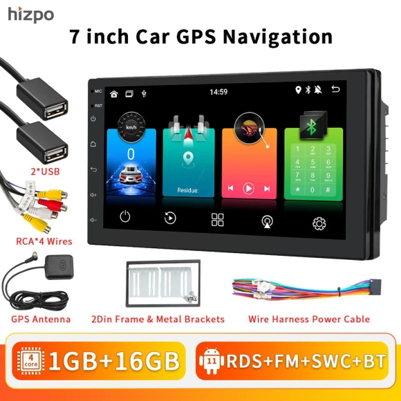 7-inch 2 Din Universal Car Multimedia Player — Car Infotainment System, Hizpo