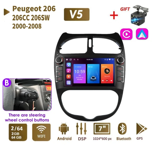 Android Car Radio for Peugeot 206 Series — Car Infotainment System, icreative
