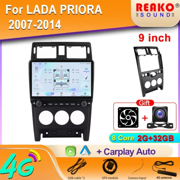 Car Radio with Android Auto, CarPlay, GPS Navigation, and Multimedia Player — Car Infotainment System, Reakosound