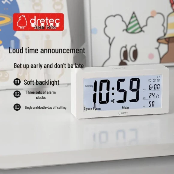 Digital Alarm Clock with Thermometer & Hygrometer — Air Quality Monitor, Duolike