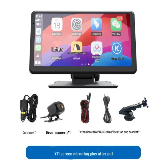 Wireless CarPlay Screen with Bluetooth, MP5, HD, and Rearview Camera — Car Infotainment System, ToolCraft