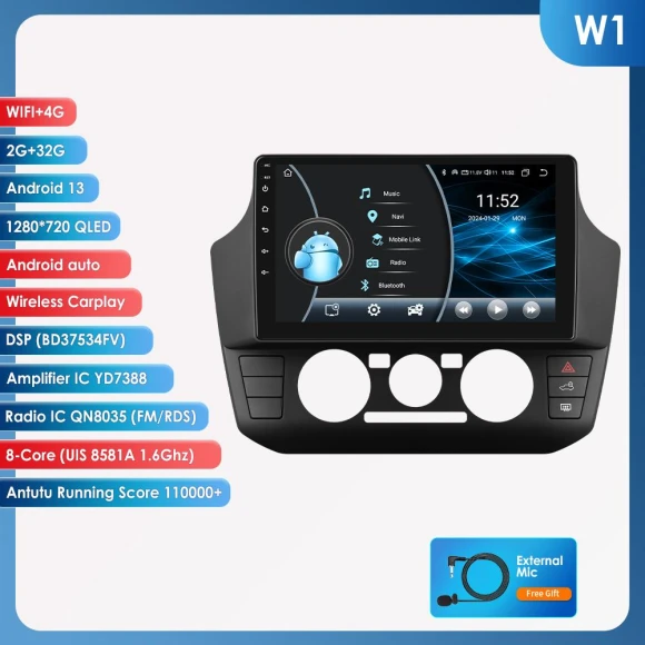 Android 13 Car Multimedia Player with CarPlay, Bluetooth, 4G, RDS — Car Infotainment System, OSSURET