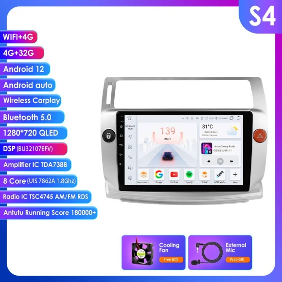 Android 14 Intelligent Car Multimedia Video Player with Navigation, GPS, CarPlay, 4G, QLED Screen — Car Infotainment System, Hizpo