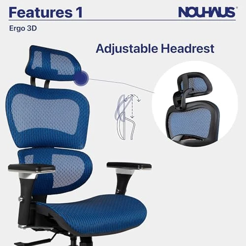 Ergonomic Office Chair with Lumbar Support, Adjustable Armrests, Headrest, and Wheels — Smart Chairs, Nouhaus