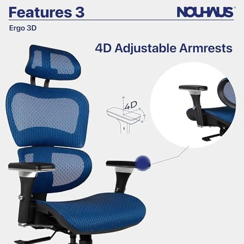 Ergonomic Office Chair with Lumbar Support, Adjustable Armrests, Headrest, and Wheels — Smart Chairs, Nouhaus