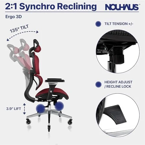 Ergonomic Office Chair with Lumbar Support, Adjustable Armrests, Headrest, and Wheels — Smart Chairs, Nouhaus