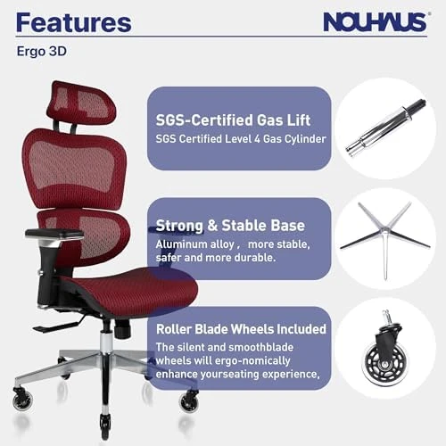 Ergonomic Office Chair with Lumbar Support, Adjustable Armrests, Headrest, and Wheels — Smart Chairs, Nouhaus