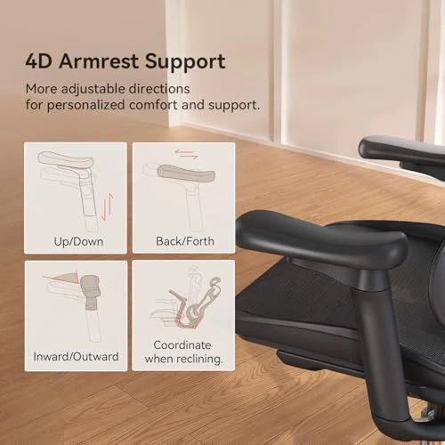 Ergonomic Office Chair with Ultra Soft 3D Armrests and Dynamic Lumbar Support — Smart Chairs, SIHOO
